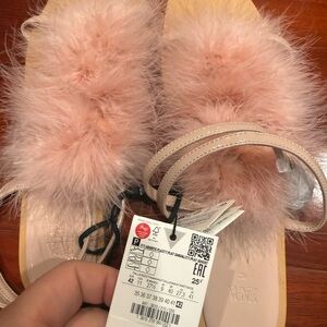 Zara Blush Feathered Sandals
